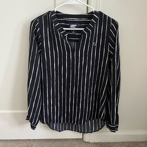 Chase Lands End Navy/White Stripe Blouse